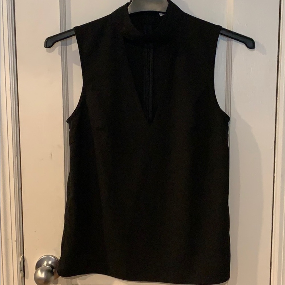 NUDE cut-out choker mock neck blouse